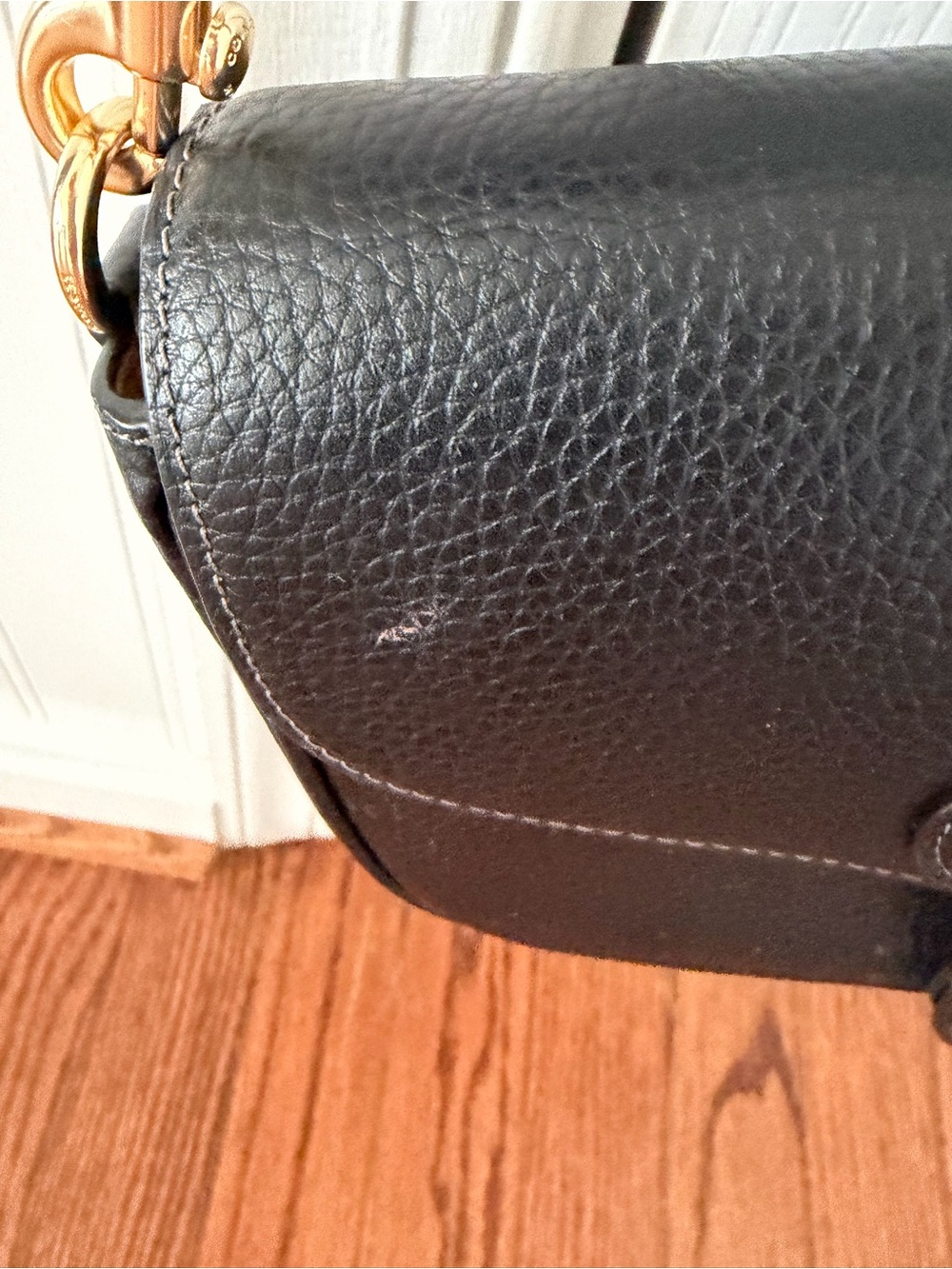 Coach Black Pebbled Leather Saddle Crossbody with Gold Hardware - Picture 3 of 6
